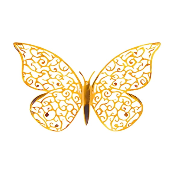 12-Pack Decorative Metal Hollow Simulation Butterfly Wall Sticker With Three-Dimensional Raised Texture, Simulation Design For Realistic Butterfly Effect, Home Decor For Living