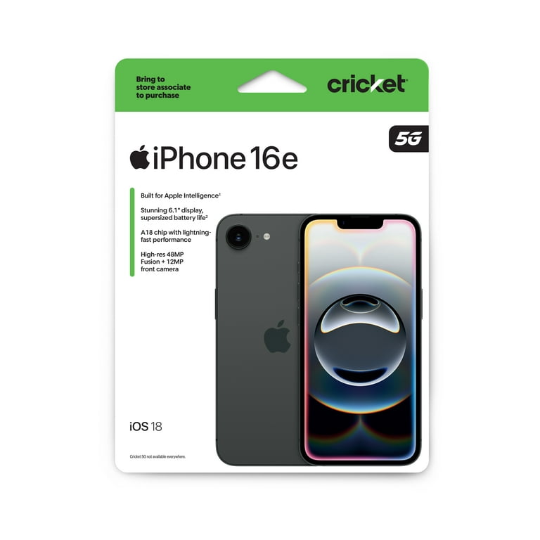 Cricket Wireless Apple iPhone 16e 8GB RAM (Prepaid), Midnight