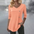 thumbnail image 2 of BXINGOHAI Long Sleeve Shirts for Women Fall Outfits V Neck T Shirts Button Down Tunic Tops Fashion Clothing Orange M, 2 of 7