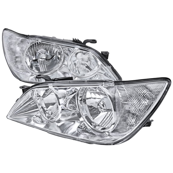 Factory Style Crystal Headlights (Chrome Housing/Clear Lens) Made for and Compatible with 2001-2005 Lexus IS300