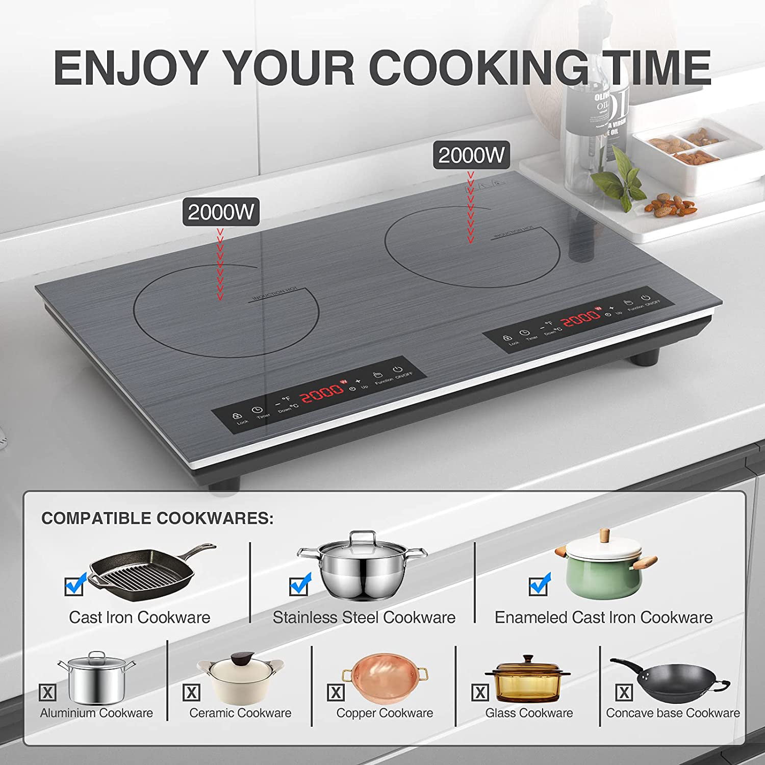 VBGK Electric Cooktop Single Burner 1800W 110v,Electric Stove Top Plug in Electric  Burner Countertop Hot Plate for Cooking,4H & Auto Shutdown Induction Burner,Child  Lock Electric Cooktop 