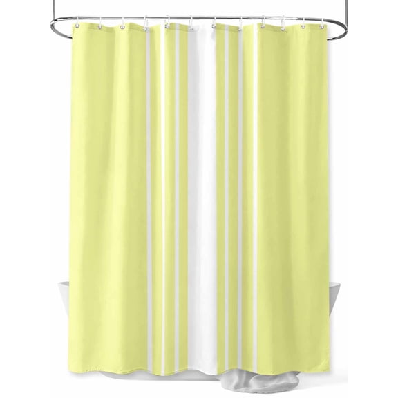 Fsddascl Yellow White Stripe Shower Curtain Set - 48" x 72" Washable Bathtub Curtain with 12 Hooks, Modern Rustic Vertical Striped Waterproof Fabric Stall Shower Curtains for Bathroom/Bathtub Décor