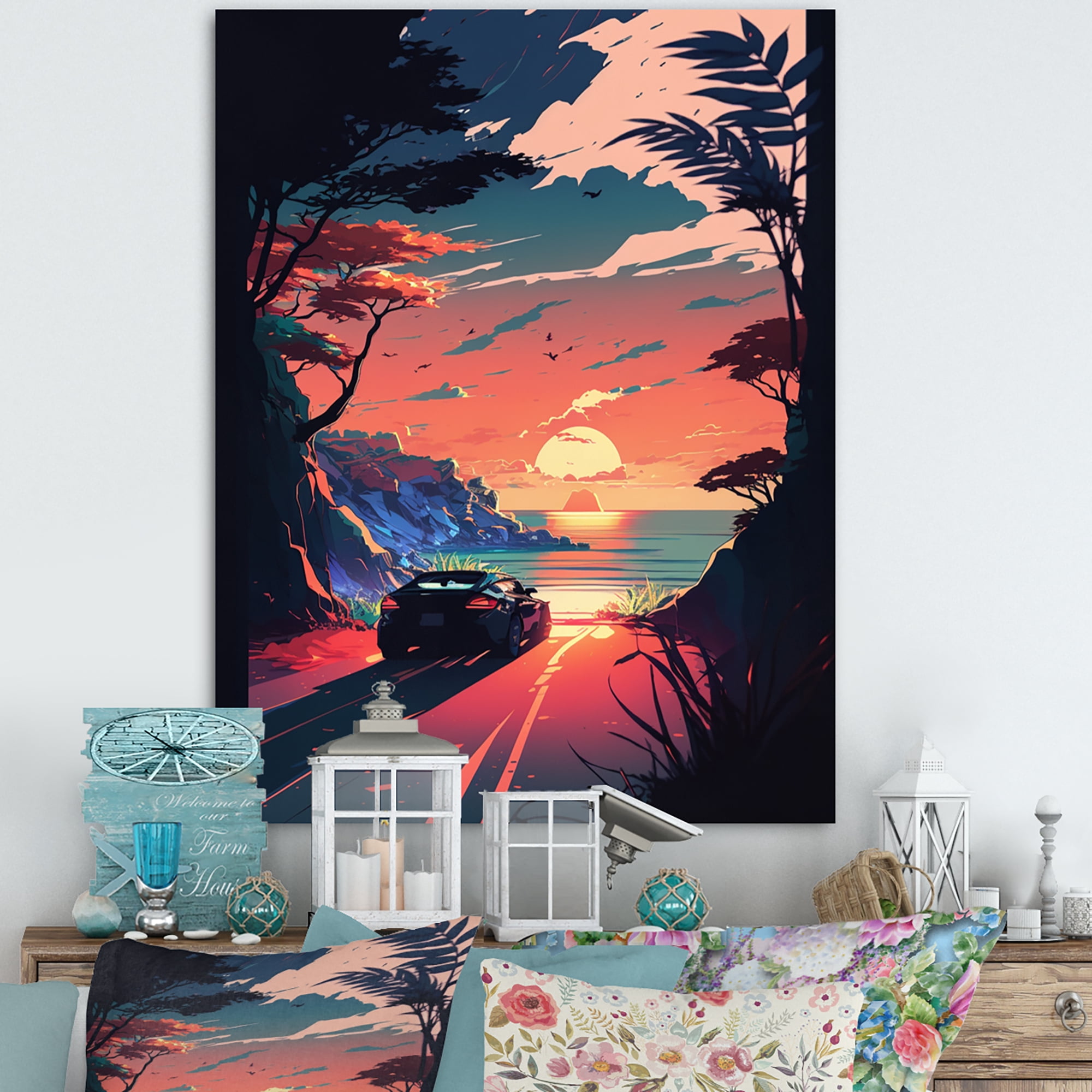 Designart Road To The Sunset V Canvas Wall Art