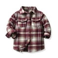 thumbnail image 2 of Otqutp Toddler Autumn Tops Kids Flannel Shirt Jacket Plaid Long Sleeve Lapel Button Down Baby Boys Girls Fall Shirt Coat Outwear with Pockets, 2 of 7