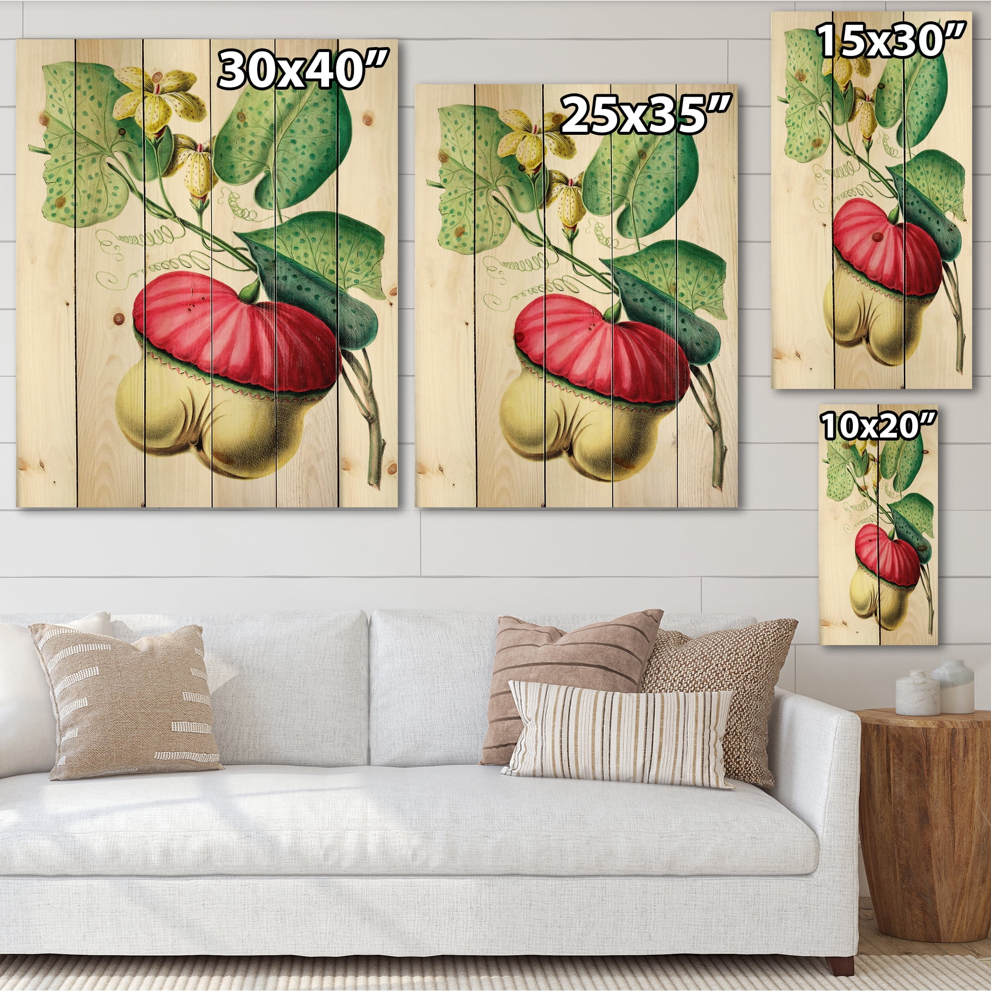 Designart 'American Vintage Flowers I' Traditional Print on Natural Pine Wood