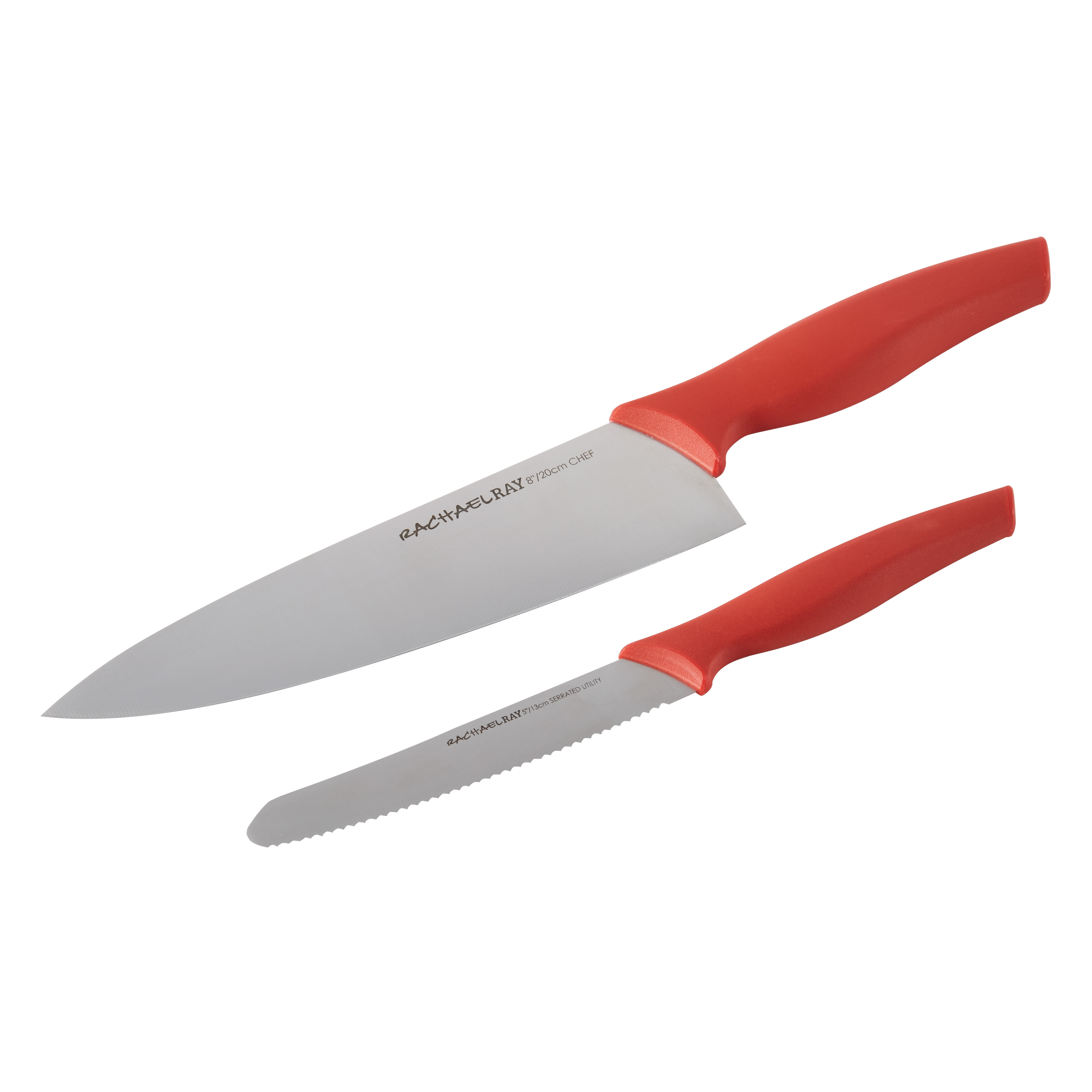 Rachael Ray Cutlery 2 Piece Japanese Stainless Steel Chef and Utility Knife Set with Red Handles and Sheaths Walmart
