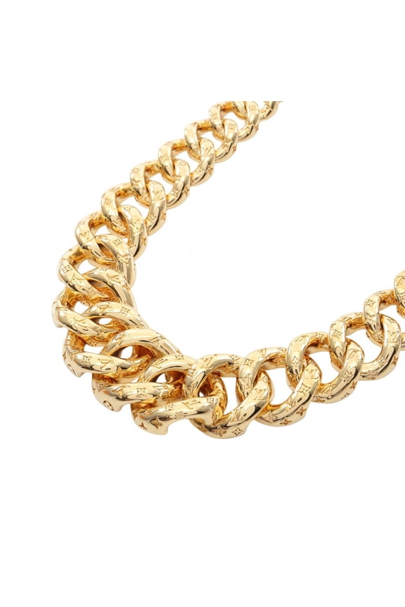 Pre-Owned Louis Vuitton Collier 2D Circle Chain Monogram Necklace, Gold Plated (GP), Men's,...
