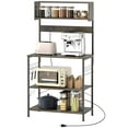 thumbnail image 1 of CoSoTower Baker's Rack with Charing Station, Microwave Shelf with Power Outlet, USB Charger and 5 Hooks, Distressed Grey, 1 of 7