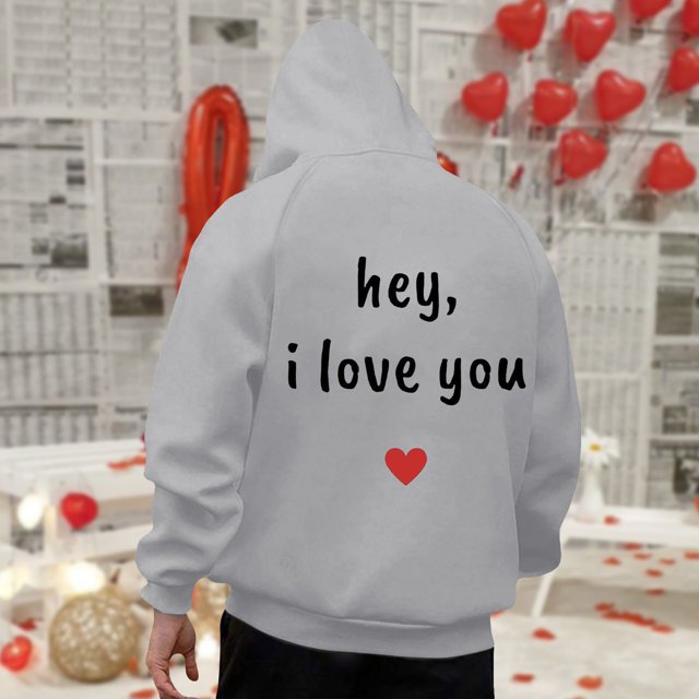 WILLBEST Sudaderas De Hombre Valentine'S Day Couple Printed Hoodie Unisex Hoodie Couple Hoodie XXGrande