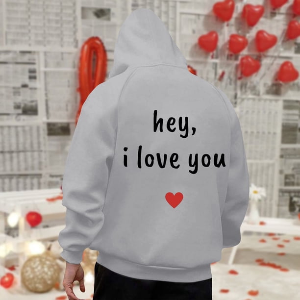 WILLBEST Sudaderas De Hombre Valentine'S Day Couple Printed Hoodie Unisex Hoodie Couple Hoodie XXXGrande