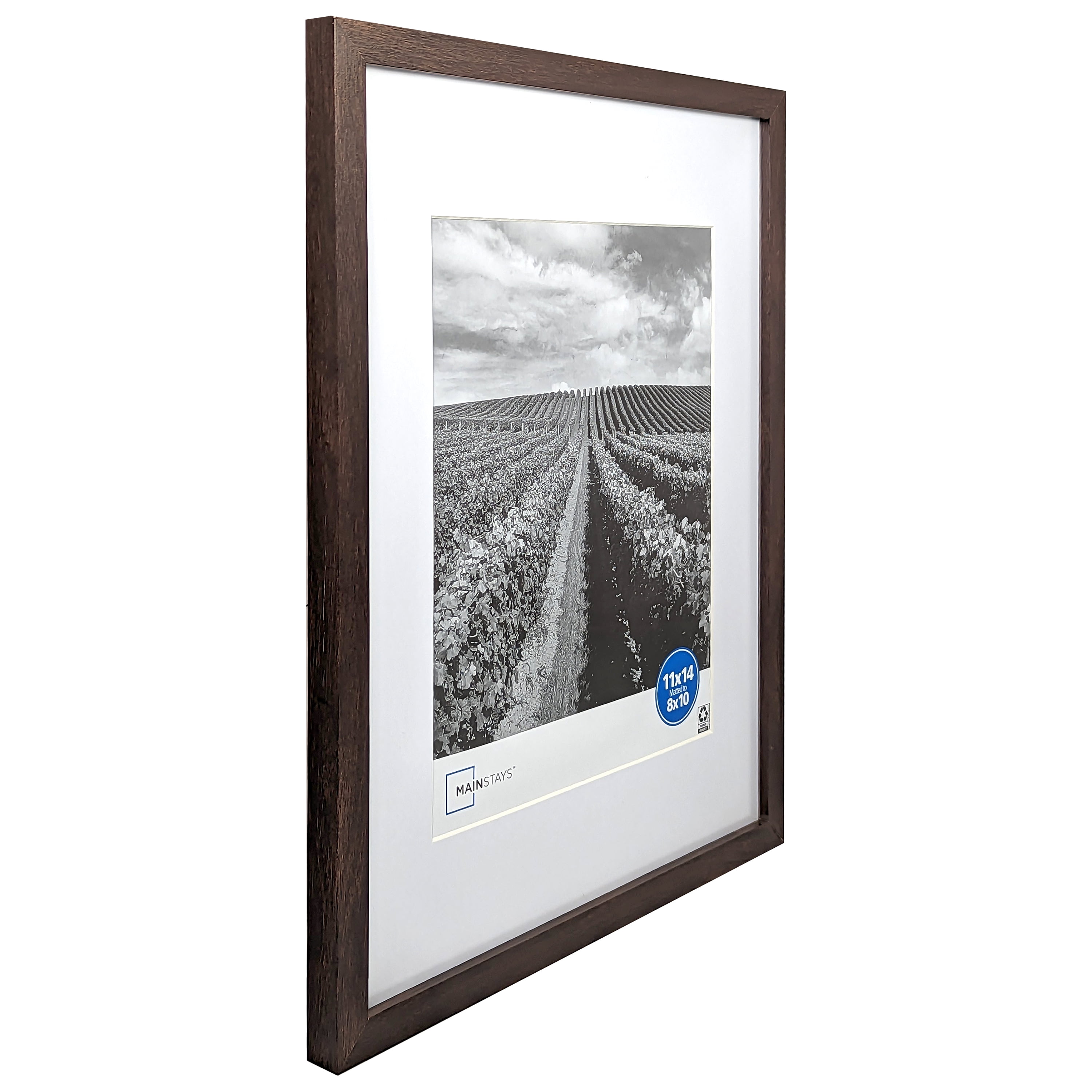 Mainstays 11x14 Matted to 8x10 Linear Gallery Wall Picture Frame, Brown