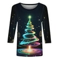thumbnail image 5 of ‌FDGIU Funny Christmas Shirts for Women - Cute Xmas Tree Print 3/4 Sleeve Blouses, Holiday Tops with Crew Neck, Funny Christmas Tops, 5 of 6