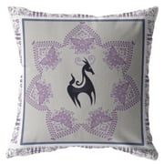 Horse and Butterflies Indoor/Outdoor Pillow with Removable Cover in Black on Gray16x16