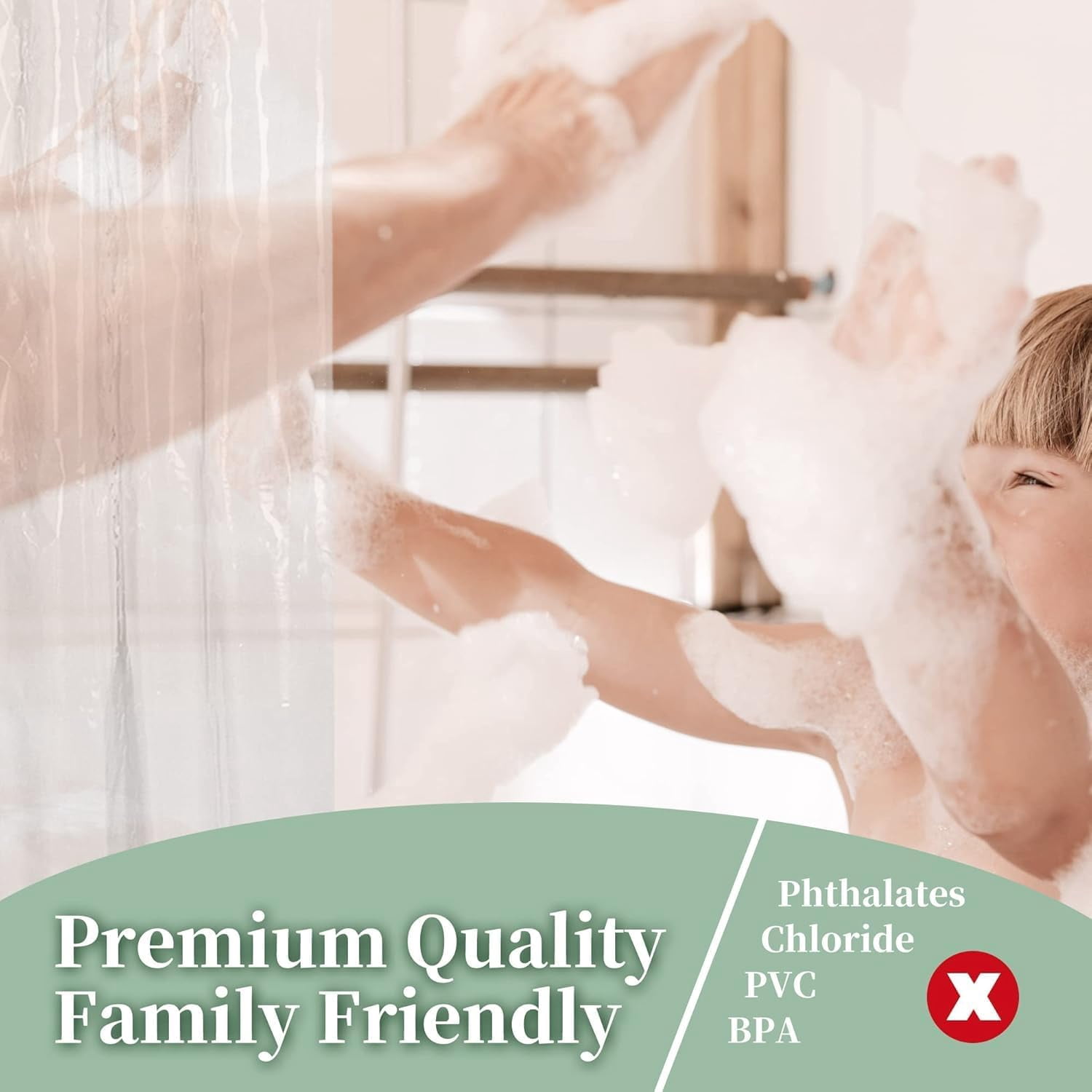 Super Long Clear Shower Curtain Liner 72" Wide x 108" Height - See Through Plastic Bath Curtain with Metal Grommets for Bathroom - Clear, 72x108
