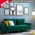 thumbnail image 2 of Mid Century Sofa Velvet Fabric Upholster Couch 71” Modern Futon Bench Loveseat Living Room Sofa with 2 Throw Pillows, Green, 2 of 7