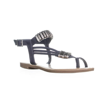 Womens B35 Vera Glitter Toe Ring Flat Sandals, Navy