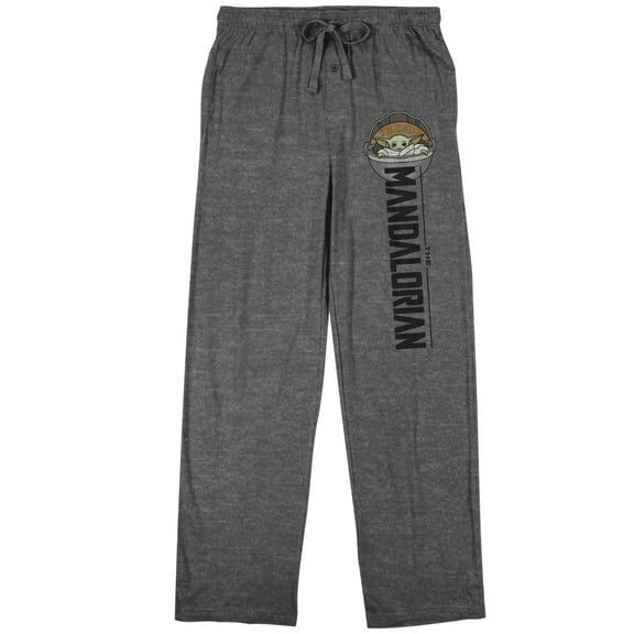 The Mandalorian The Child Logo Men's Graphite Heather Drawstring Sleep Pajama Pants-S