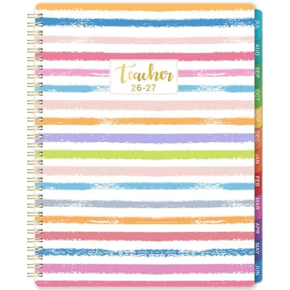2026-2027 Teacher Planner - July 2026 - June 2027, Lesson Planner 2026-2027, 8.5" x 11", Spiral Bound, Colorful Monthly Tabs - The Organization Tool for Teachers$$Office