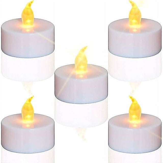 Paquete de 24 velas LED CR2032, velas a pilas, vela candelita sin perfume, sin llama, transparente, parpadeante, más de 100 horas de luz eléctrica -
