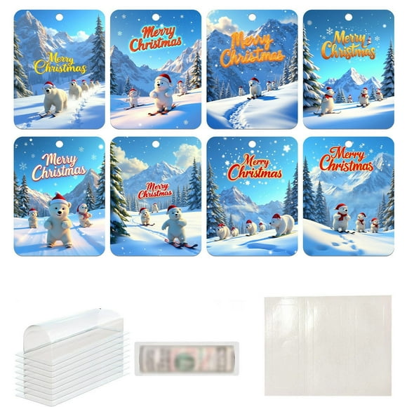 Kabnic The Christmas Card 8Pc Originality Card Wallet Cute Series Wooden Wallet Christmas Wallet Pendant Home Decoration