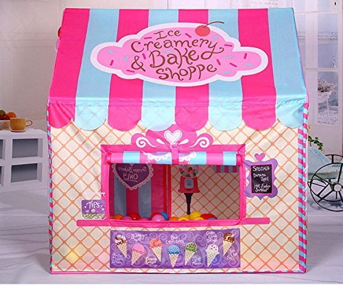 Pink Ice Cream Themed Play Tent Pop Up Play House for Indoor Outdoor Play 