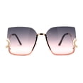 thumbnail image 2 of Luxury Beautiful Rimless Swan Down Temple Arm Butterfly Sunglasses Gold Black Pink, 2 of 4