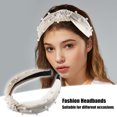 thumbnail image 3 of Unique Bargains 1 Pc Bling Twisted Faux Pearl Velvet Headband Headwear Hairband for Women Beige 1.2 Inch Wide, 3 of 7