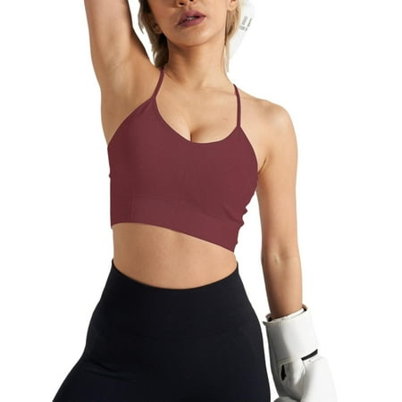 FUNUONY Big Sale!! Push Up Bras for Women 2025 Trendy Sports Underwear Vest Buckle Fitness Yoga Bra Women Wine S