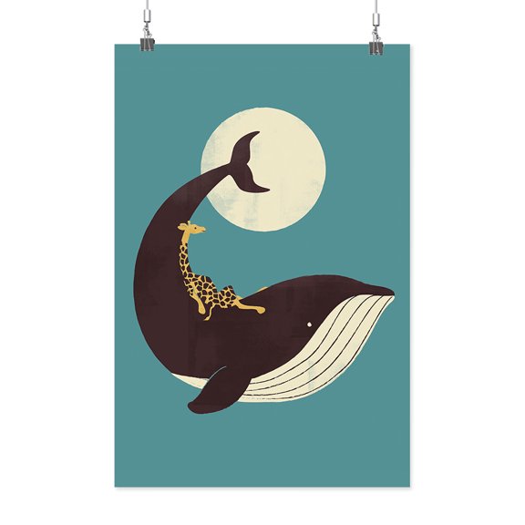 Image Conscious Giraffe On A Whale Poster - Jay Fleck Designs, Poster Print 24 x 36 in