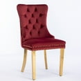 thumbnail image 3 of PORKISS Upholstered Dining Chairs, Modern Velvet Dining Room Chairs Set of 2 with Golden Stainless Steel Plating Legs, Tufted Solid Wood Kitchen Chairs with Nailhead Trim and Back Ring, Burgundy, 3 of 10