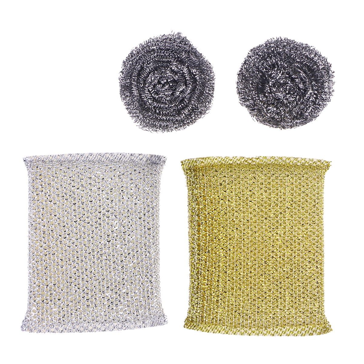 OUNONA 2 Sponges and 2 Steel wools Pan Pot Brush Dish Washing Sponge