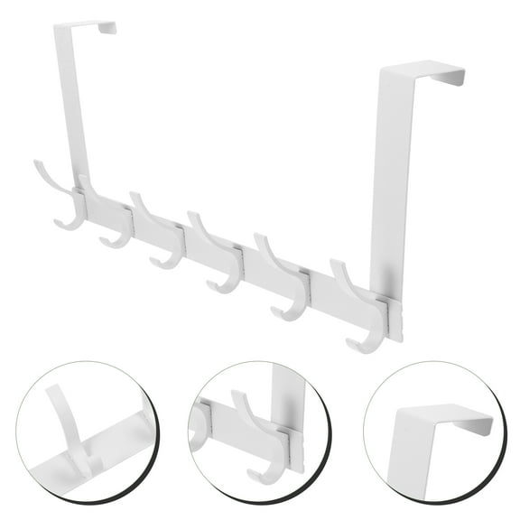 COSMOBETTY 6 Hooks Over The Door Hanging Hook White No Drilling For Closets