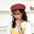 thumbnail image 5 of Woman Girl Spring Summer Berets Hats Portable Vintage Cap Plaid Pattern Fashion Headwear Gifts for Outdoor Activity Party Blue, 5 of 10
