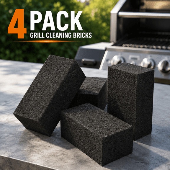 VALUNE 4 Pack Heavy Duty Pumice Stone Grill Cleaner Brick Tool for Outdoor&Restaurant, Effectively Cleaning Flat Top Grills Griddles Without Harsh Chemicals