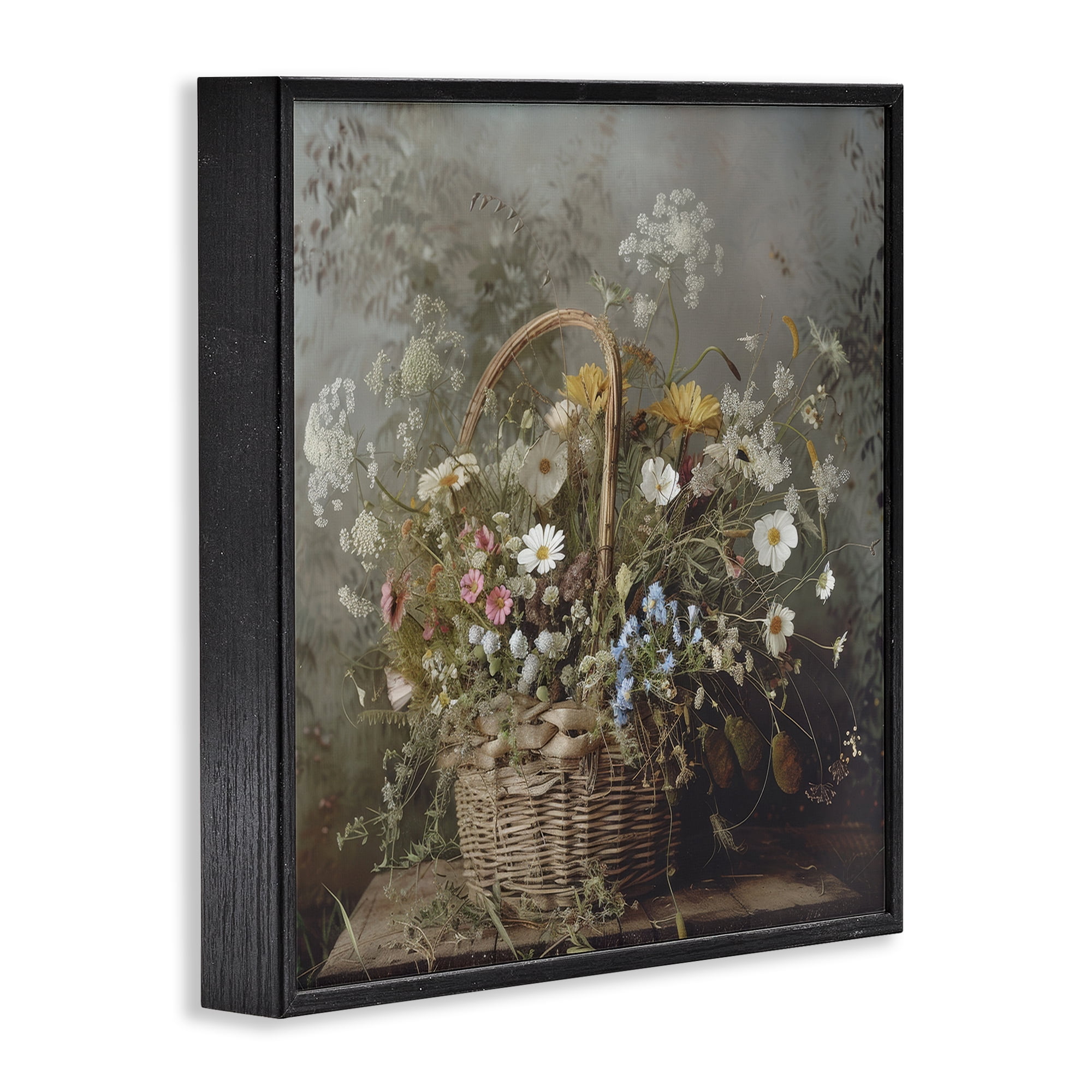 Stupell Industries Rustic Basket with Flowers Black Framed Giclee Art, design by Lazar Studio