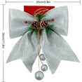 thumbnail image 2 of Monebena 4pcs Christmas Bow, Silver Wreaths Bows, Large Glitter Ribbon Bow Tie, Large Xmas Bows, Wreath Ornament Decor for Christmas Tree Party Gift, 9.8 x 11.8, 2 of 11