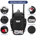 thumbnail image 4 of WOLT Pro Baseball Bag Backpack for Men Multifunctional Baseball Equipment Backpack for Sports Black, 4 of 6