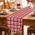 thumbnail image 2 of Vintage Plaid Table Runner Linen Burlap Table Runner 36 Inches Small Red Modern Checkered Farmhouse Stripes Dresser Scarves for Kitchen Island Coffee Dining Room Party Holiday Decoration 13"x36", 2 of 8