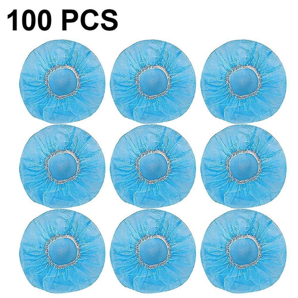 100 Uds. (AZUL) gorros bouffant desechables, poliéster hilado, red para cubrir la cabeza del cabello, no tejido, médico, laboratorios, enfermera, tatuaje