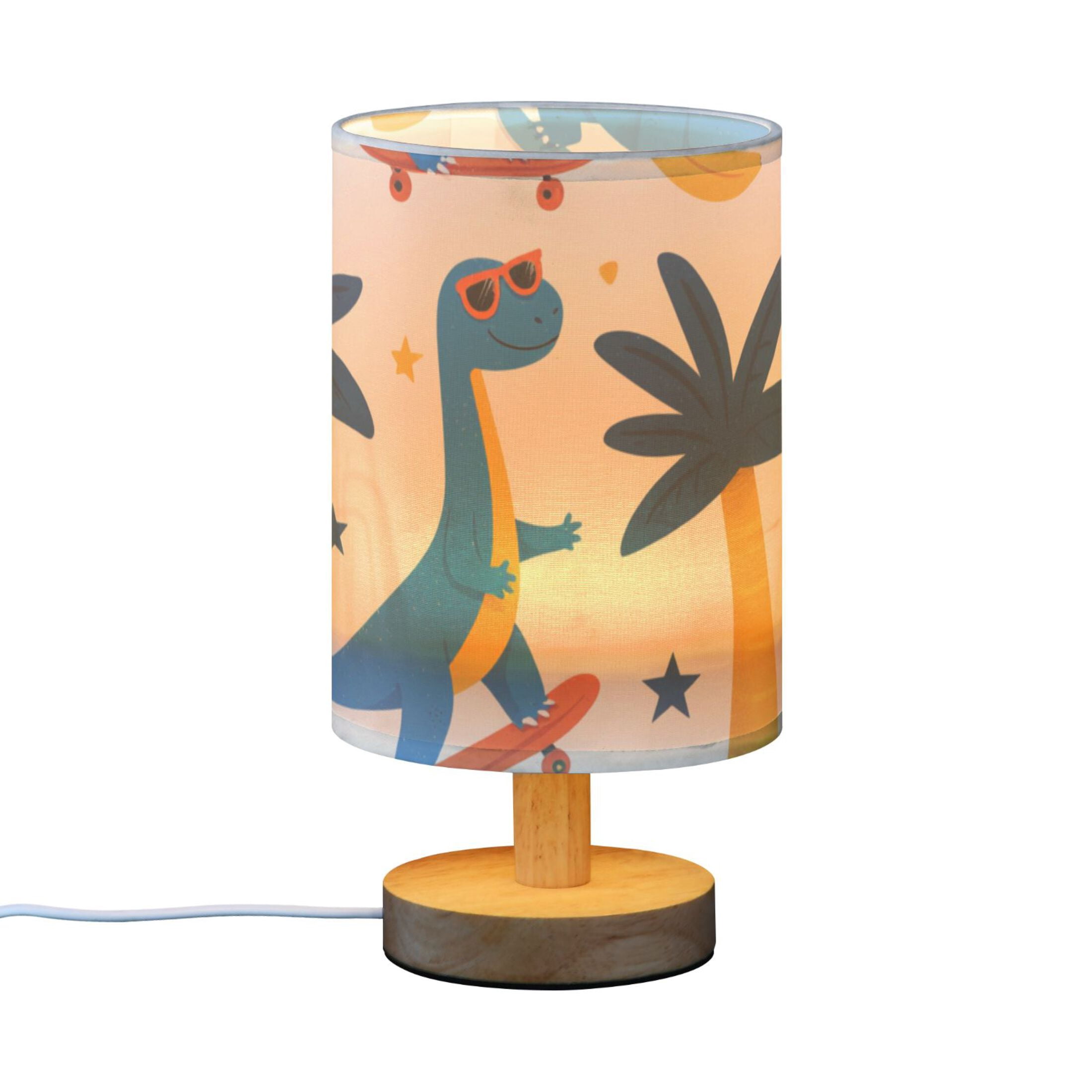 Dinosaurs Playing Basketball Trees Table Lamp with USB Port LED Warm Light Lamp Night Light Home Decor