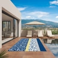 thumbnail image 3 of Blue Yellow Outdoor Rug for Patio/Deck/Porch, Non-Slip Large Area Rug 6 x 9 Ft, Botanical Floral Motifs Wildflower Striped Indoor Outdoor Rugs Washable Area Rugs, Reversible Camping Rug Carpet Runner, 3 of 8