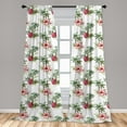 thumbnail image 5 of Ambesonne Hawaii Curtains, Palm Trees Hibiscus, Pair of 28"x63", Reseda Green Pale Pink, 5 of 5