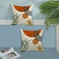 thumbnail image 3 of Boho Pillow Covers 18x18 Inch Set of 2 Gold Orange Throw Pillows Summer Sun Green Tropical Leaf Decor Mid Century Pillowcase Outdoor Decorations Bohemian Linen Cushion Case for Sofa Home, 3 of 5