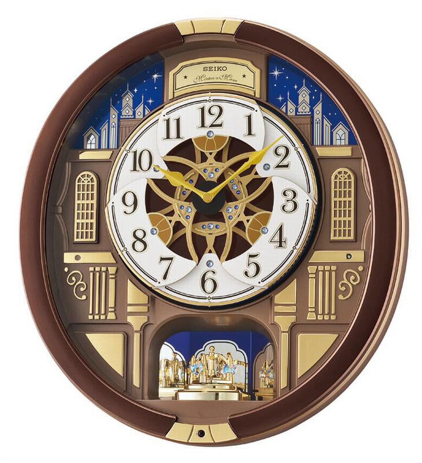 Seiko Nightime City Skyline Melodies in Motion, Musical Wall Clock Quartz Analog QXM362BRH