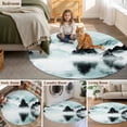 thumbnail image 6 of Traditional Ink Painting Round Living Room Rugs 5 ft, Chinese Green Theme Nature Landscape Washable Area Rug with Non-Slip Sturdy Edge Binding Round Carpet for Entryway Kitchen Bedroom Bathroom, 6 of 9