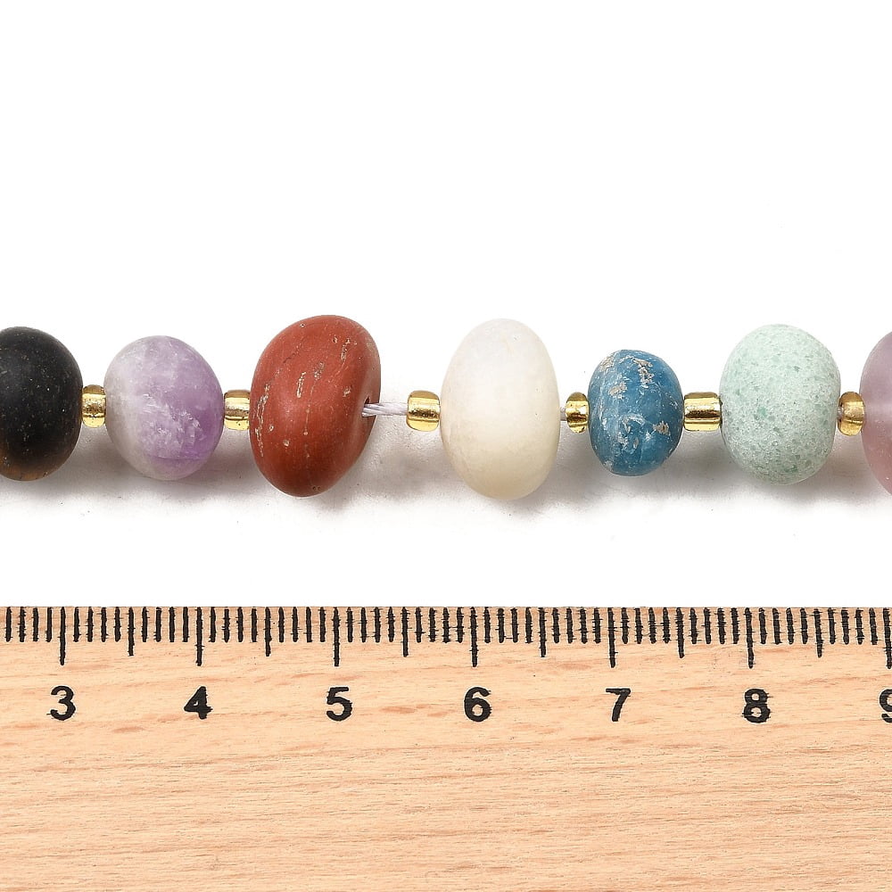 Natural Mixed Gemstone Beads Strands Nuggets Tumbled Stone with Seed Beads 12~14x10.5~12mm Hole: 1mm about 25pcs/strand 15.43''(39.2cm)
