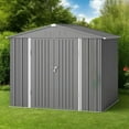 thumbnail image 2 of Asofer 8×6 FT Galvanized Metal Storage Shed, Lockable Double Door, Weatherproof Outdoor Garden Shed, Dark Grey, 2 of 10