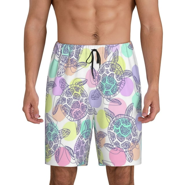 Fotbe Sea Turtles Pantalones Cortos de Pijama para Hombre, Ropa de Dormir, Pantalones de Pijama Cortos para Hombre-Small