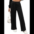 thumbnail image 1 of Pantalones Deportivos de Pierna para Mujer, Cintura Alta, Holgados y con Cordón Ajustable Negro XXL, 1 of 9