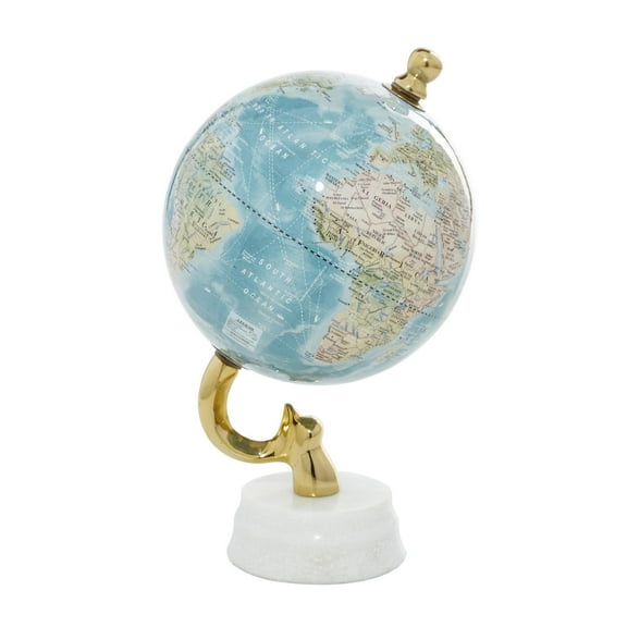DecMode 6" Blue World Map Globe with Marble Base
